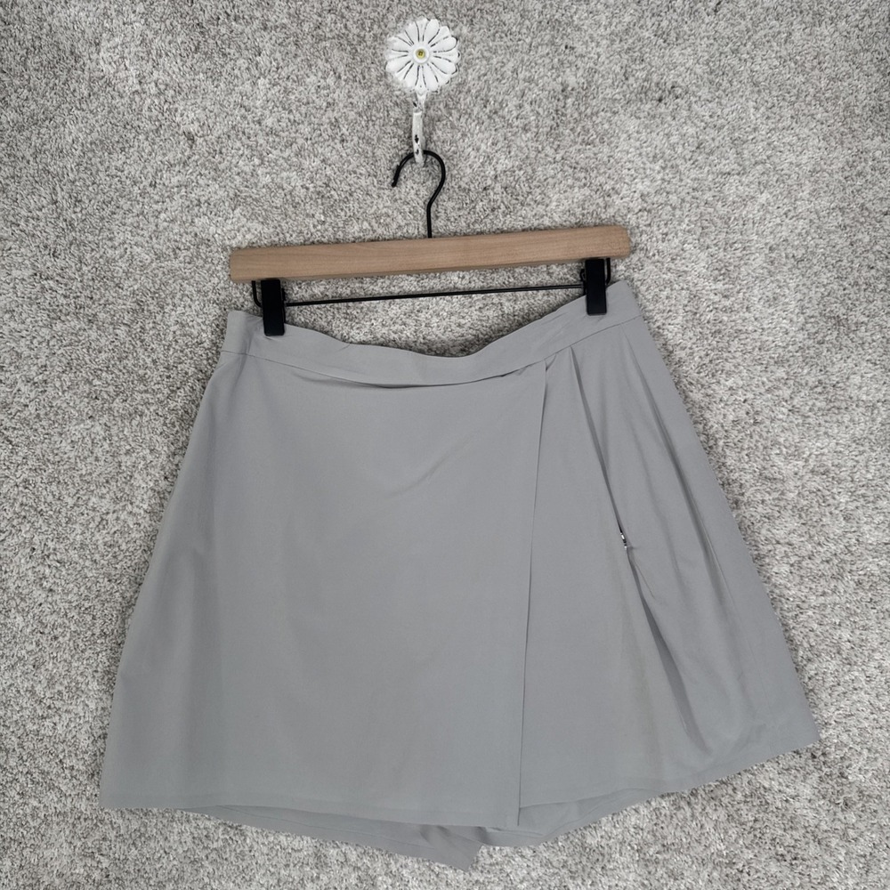 Athleta Womens Wrap Planner Skort Skirt Size 10 Silver‎ Gray EUC